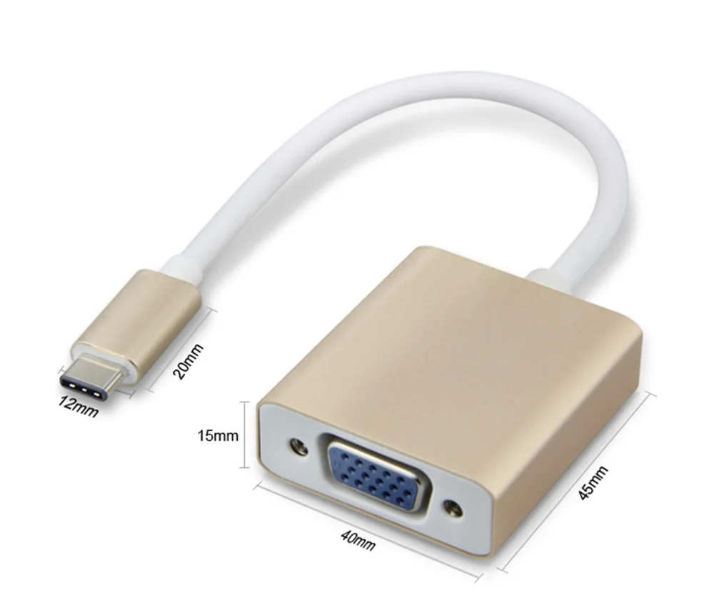 

Best Selling USB C HDTV USB 3.1 Type C to VGA Adapter Cable interface hub, Gold/sliver/customize