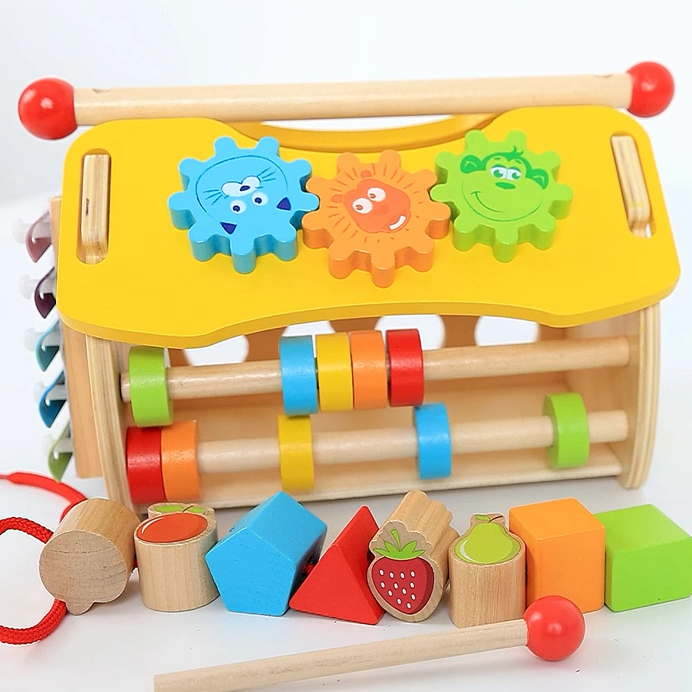 

Kids Educational toys Clock Musical Instrument Toy Wooden Activity Cube