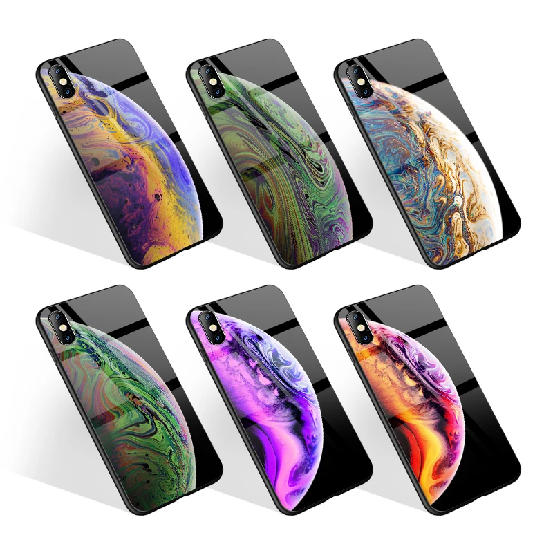 

Custom Hard Tempered Glass Mobile Cell Phone Case for iPhone 12 Pro Max Back Cover for iPhone 11 Pro Earth Planet Cases, Black