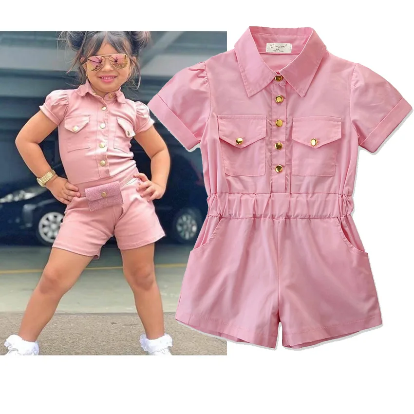 

Toddler Kids Girl Cotton Jumpsuit Playsuit Dungaree Overalls Outfits Clothes, As picture