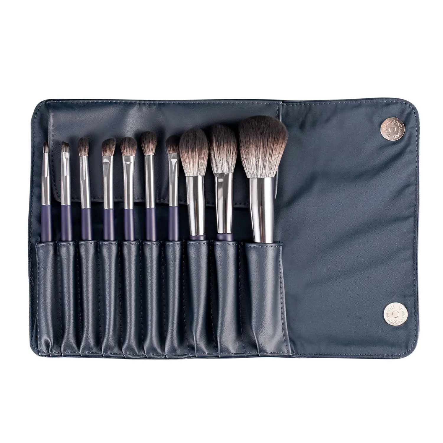 

Wholesale Hot sale Cosmetic Brush 10 pieces Dark purple wood handle Soft synthetic hair professional makeup brush set with bag