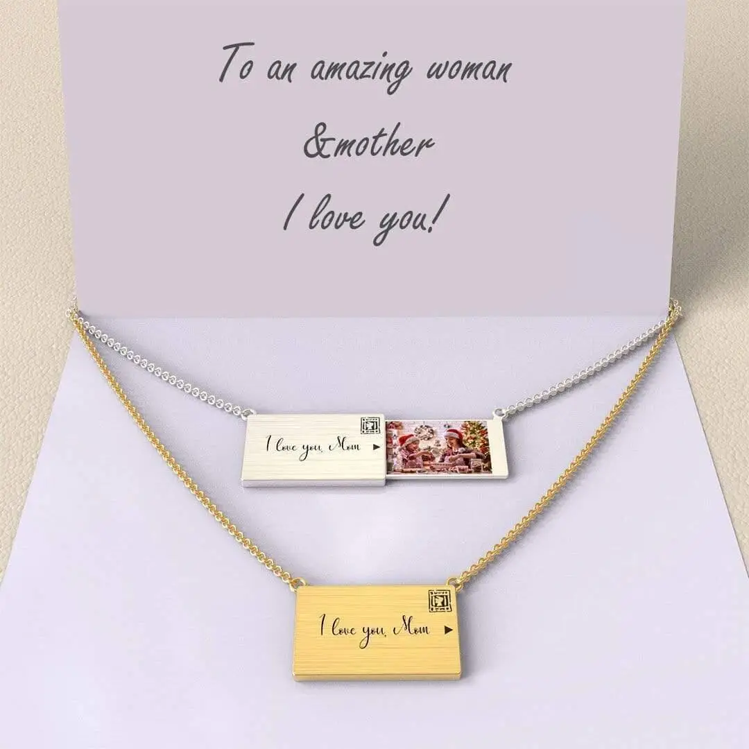 

Personalized Stainless Steel Custom Printing Photo Memorial Envelope Necklace for Family Gifts