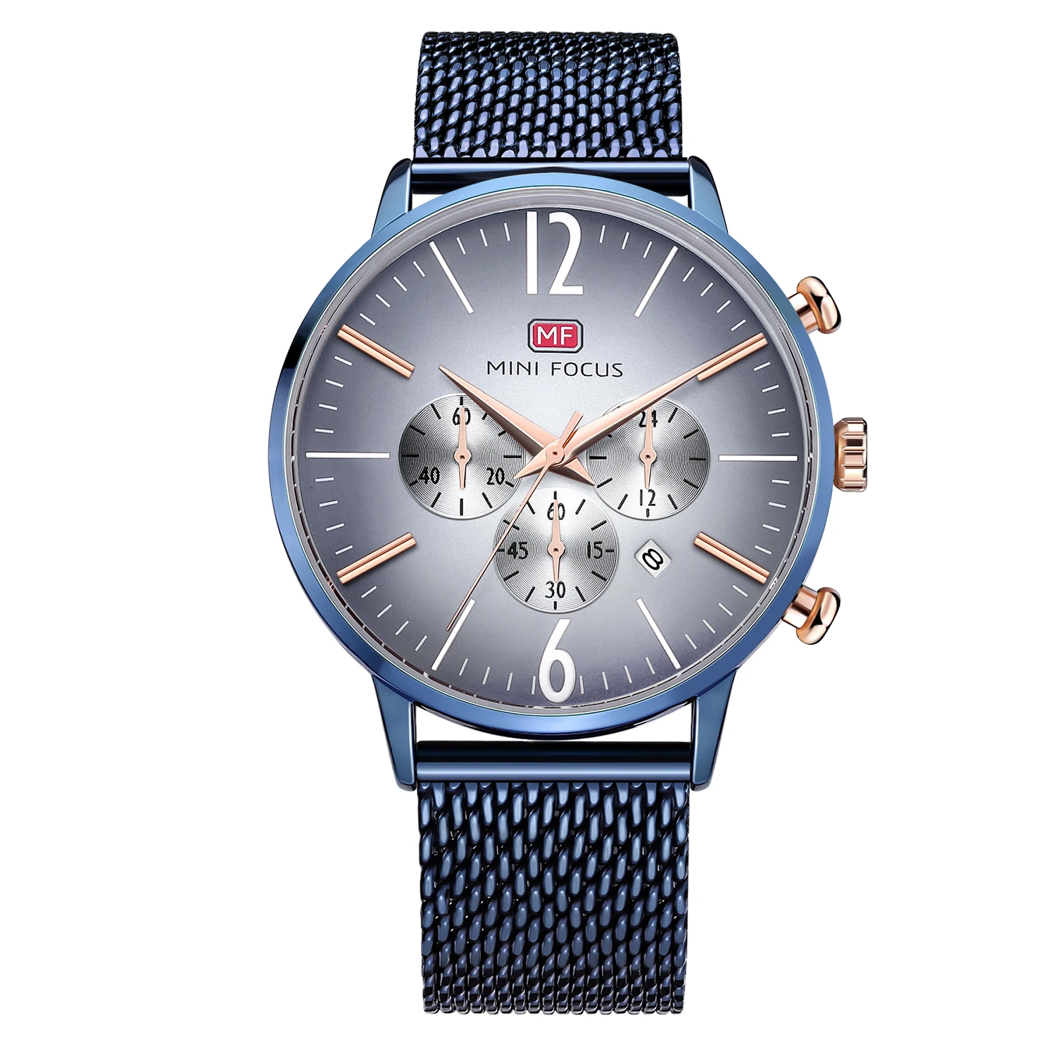 

Manufacturer Hot Sale Metal Mesh Belt Men's Watch Calendar Waterproof Sport Casual Business Elite Reloj De Moda, 4 colors