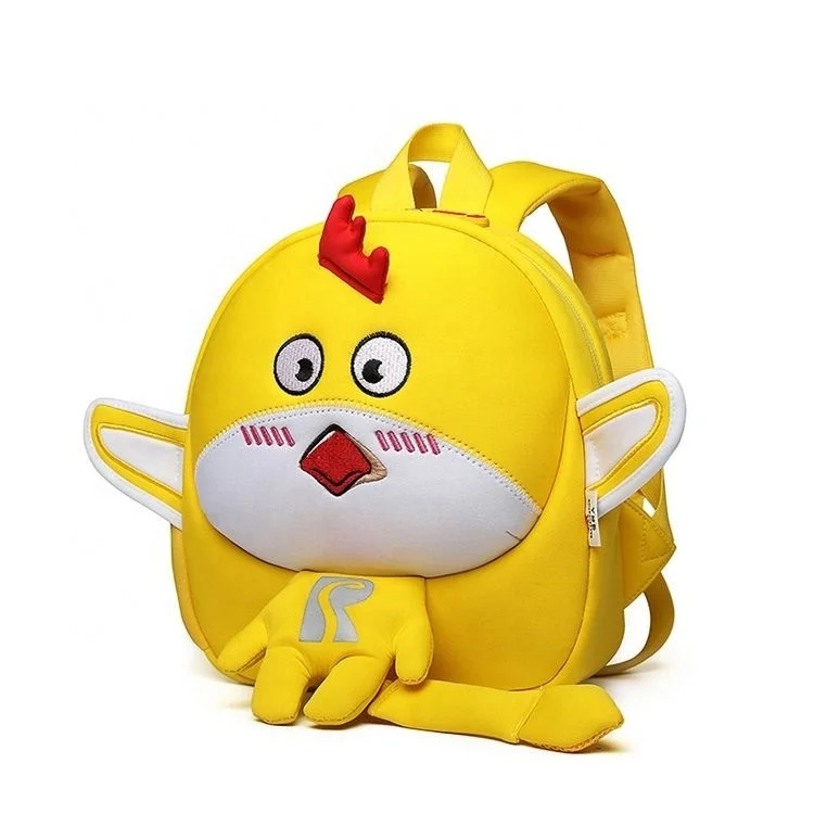 

dropshipping latest hot salling neoprene Kids creative new cute cartoon chicken design anti lost backpack children bag