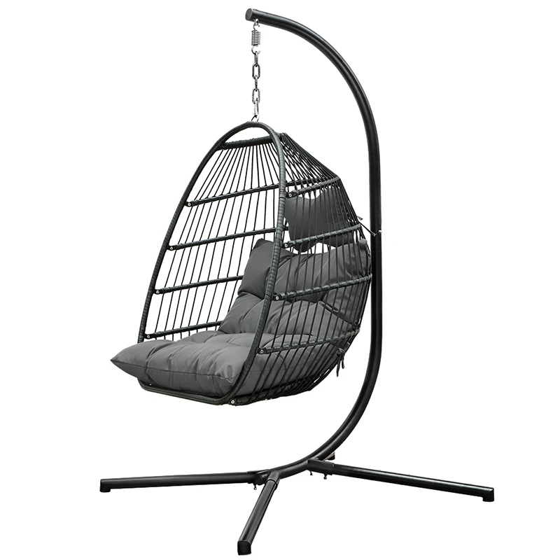 

USA warehouse fast delivery Professional Manufacturer Patio Hanging Egg Rattan Balcony Garden Swing Chair, Black