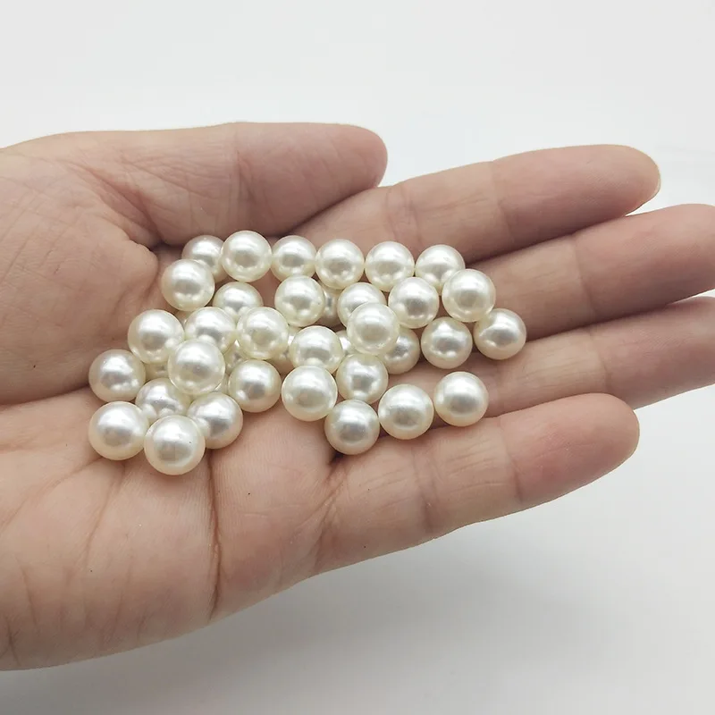 

R.GEM. Customized Size High Quality 8mm Round Rice White No Hole Loose ABS Pearl, Natural white or customized
