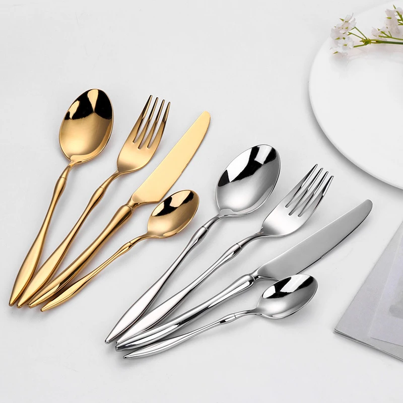 

Best Selling High Quality Hotel Gold Dining Utensils Tableware 304 Stainless Steel Silver and Gold Cutlery, Silver, gold