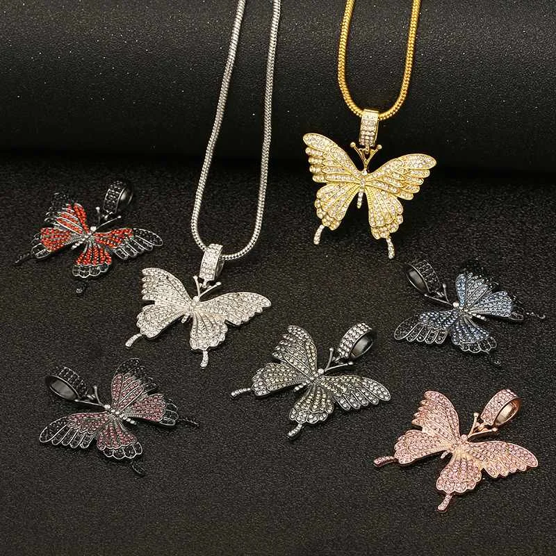 

2020 Butterfly Necklace Snake Chain Mix Plating Necklace for Women Colorful Diamond Butterfly Popular Jewelry