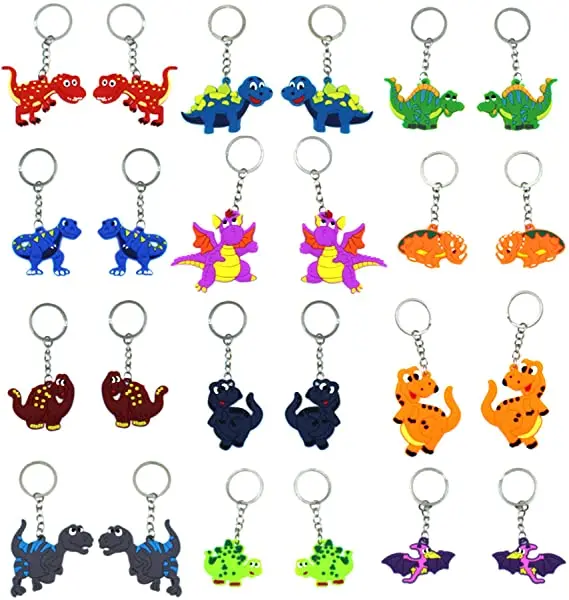 

Pack of 24 Dinosaur Keychains Kids Assorted Dinosaur Key Chains Birthday Party Favor Supplies