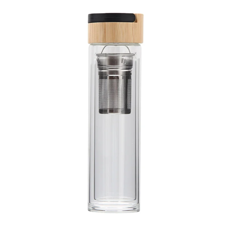 

Mikenda glass water Bottle BPA Free Travel Drink Bottle with bamboo lid