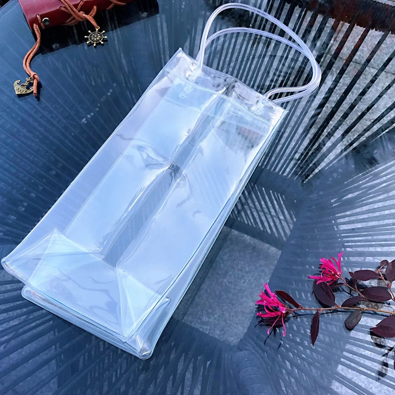 

PVC Transparent Leak-proof Refrigerated Champagne Red Wine Bottle Ice Tote Bag Kitchen Bar Accessaries