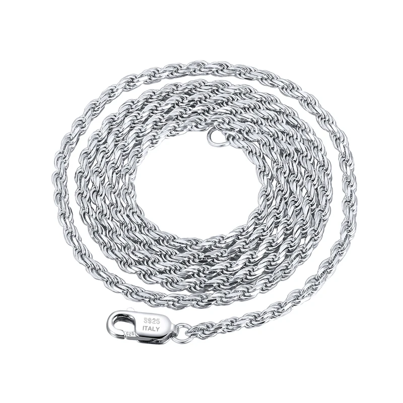 

RINNTIN SC29-1.2 Neck Chain Wholesale Popular Hiphop Men Jewelry 925 Sterling Silver 1.2mm Diamond-Cut Rope Chain Necklace