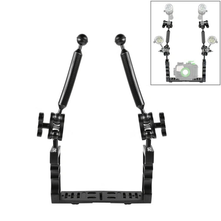 

Dropshipping Dual Handles Diving Tray Stabilizer with 2 Dual Ball Clamp & 2 Floating Arm for Underwater Camera Housings