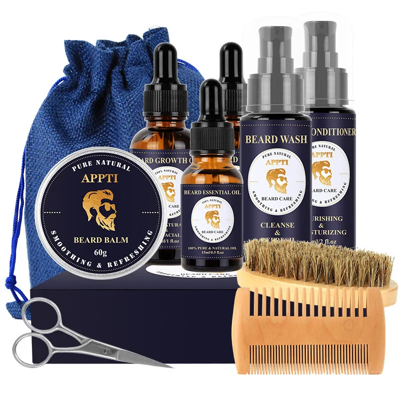 

High Quality Best Natural Organic Beard Growth Smooth Oil Private Label Mens Beard Care Set