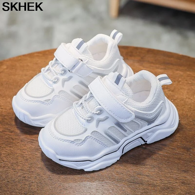 

SKHEK Baby Toddler Sneakers for Kids Girls Boys Autumn White Breathable Mesh Wear-resistant Sports Running Children Shoes Rubber