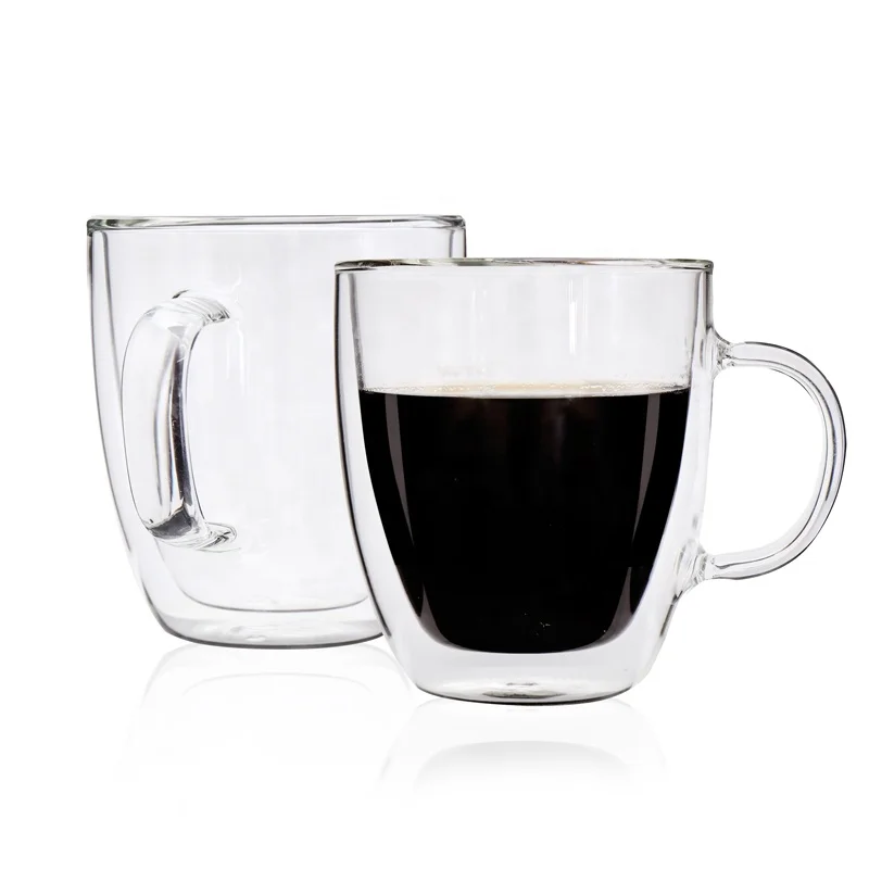 

China cheap popular heat resistance multifunction borosilicate double wall handle glass cup
