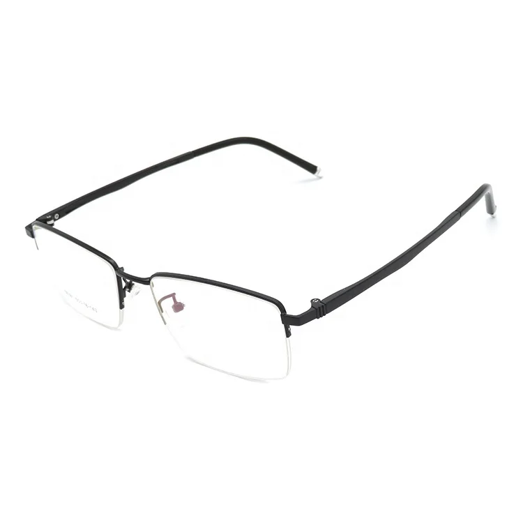 Classic Black Metal Rectangle Half Frame Business Eye Glass Frames For Men