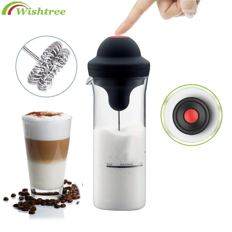 Wishtree milk frother electric food blender hand mixer egg beater bar coffee milk frother for home kitchen coffee blender mixer, Black
