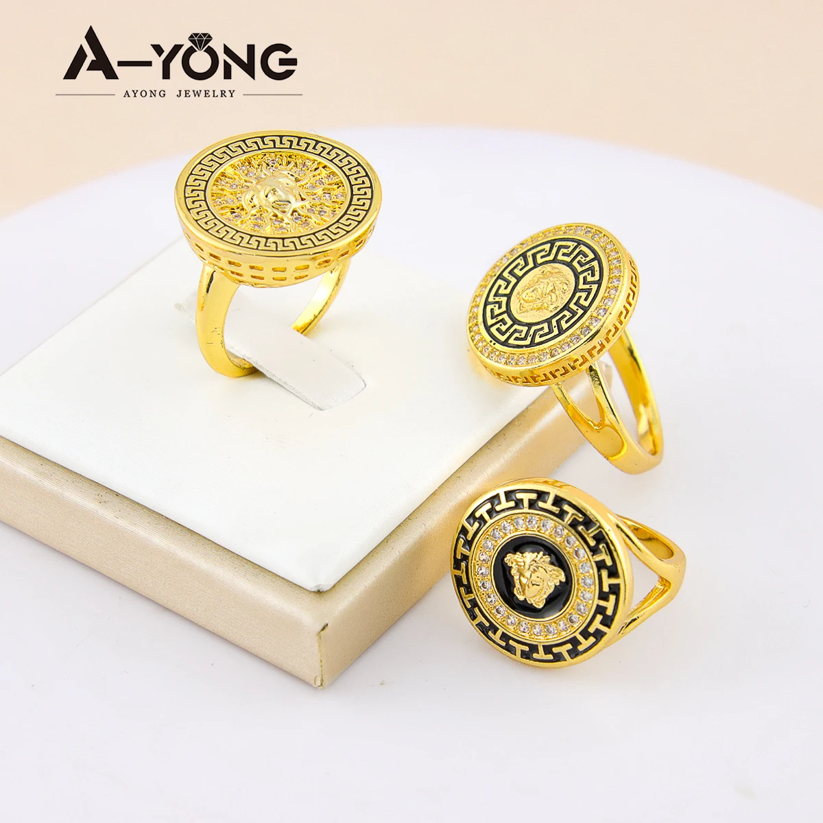 

Original Design Zircon Ring 18k Gold Woman Jewelry Gold Plated Lion Head Gold Ring