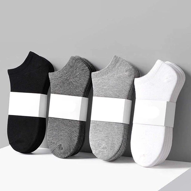 

Wholesale Spring Summer Breathable Cheap Price Solid White Black Grey Sports Socks Men, Accept customized colours