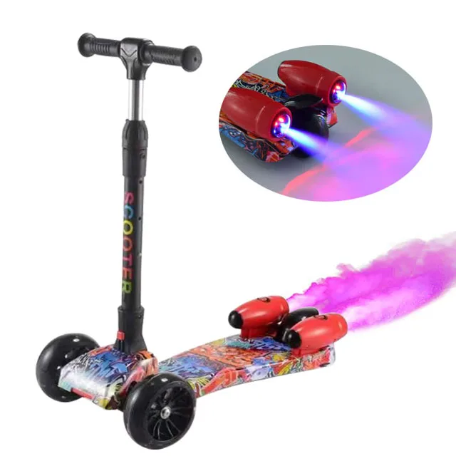 

2021 fashion folding battery kids kick scooter baby girl scooter with music and led lights