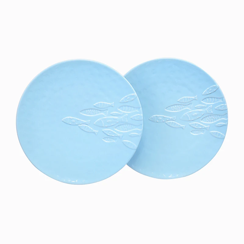 

Europe Fine Bone China Dinner Dish10 Inch Plates set with blue ocean style design