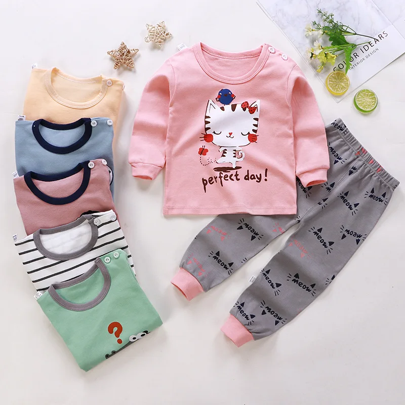 

High quality children's underwear set pure cotton long John boy cotton sweater baby pajamas, Picture shows