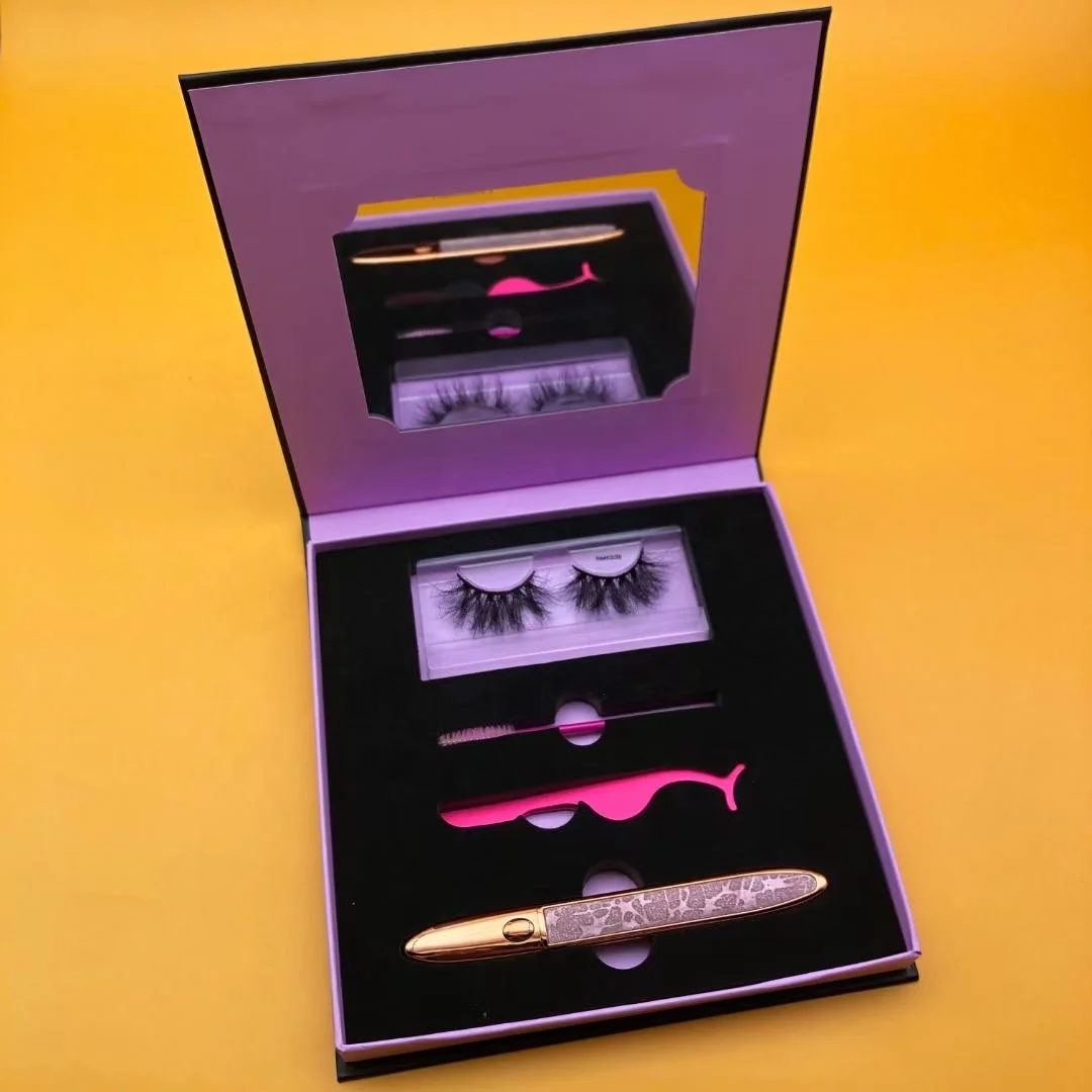 

3d 5d 25mm 22mm eyelash mink lashes wholesale lash pack boxes custom lovely eye lash cases, Black