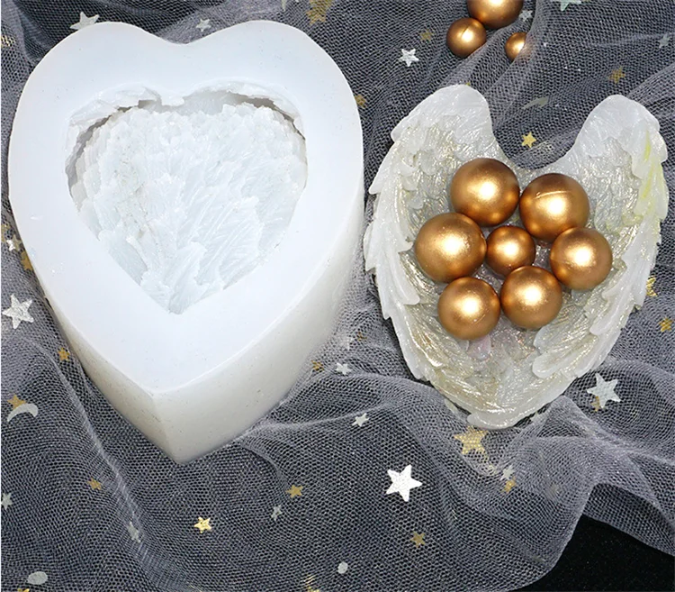 

Y2572 DIY Epoxy Resin Silicone Heart Wing Trinket Box Molds, Random