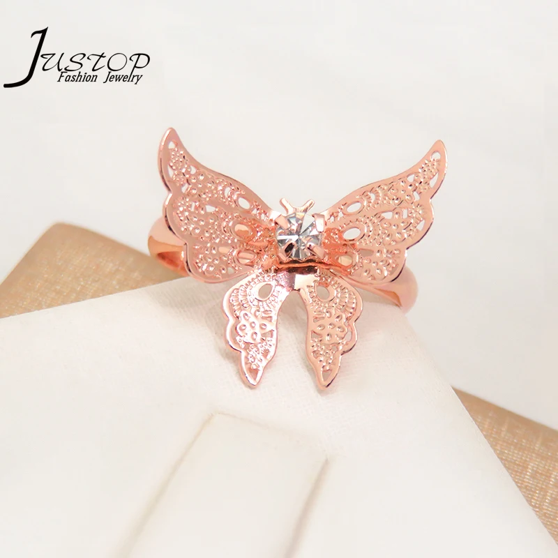 

Justop hottest selling butterfly rose gold ring individuality jewelry rose gold plated ring jewelry