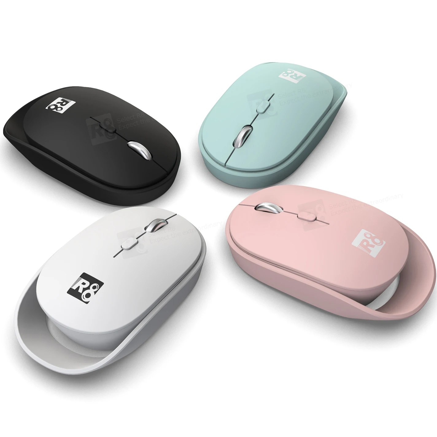 

2021 New Factory Price Mini souris sans fil 4D Wireless Mice Drag Clicking Mouse Glorious Model O Mouse, Black/white/blue/pink