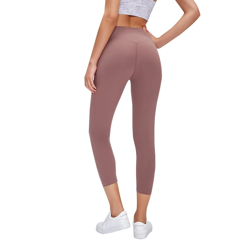 

new model is nude without embarrassing lines yoga pants woman with cropped trousers high waist and hips, Customized colors