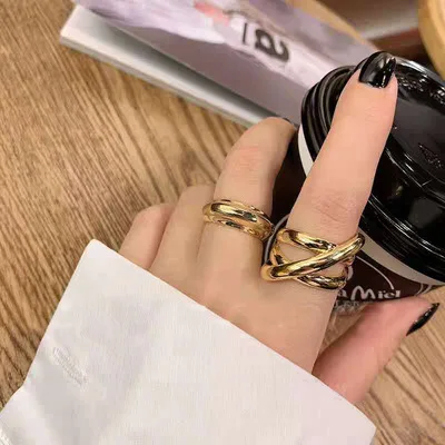 

Wild Fashion Twist Opening Finger Ring Vintage Hong Kong Style Gold Platinum Plated Winding Open Rings For Girls
