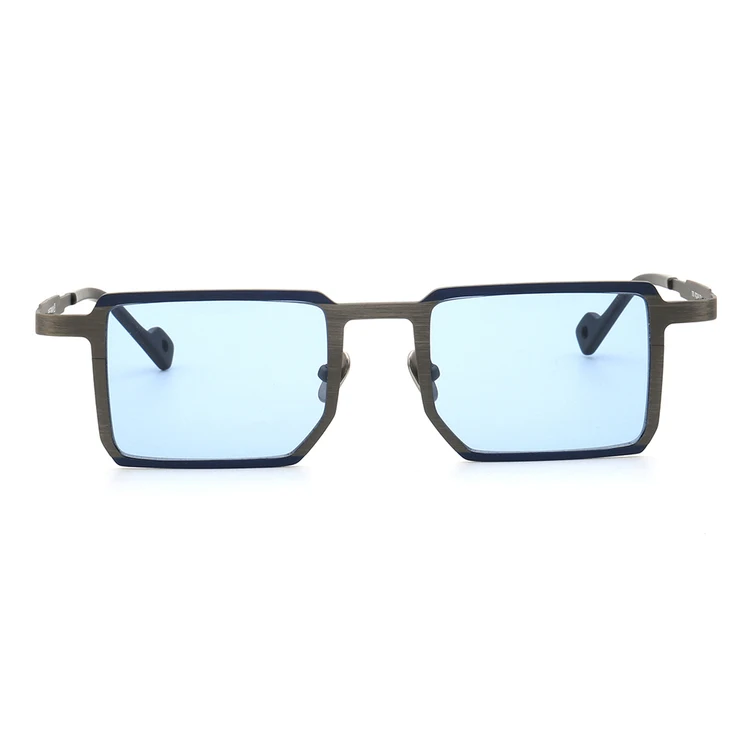 

New Arrival Titanium Sunglasses 7756 Rectangular Titanium Sunglasses Blue Yellow Brown Grey Lens Sunglasses