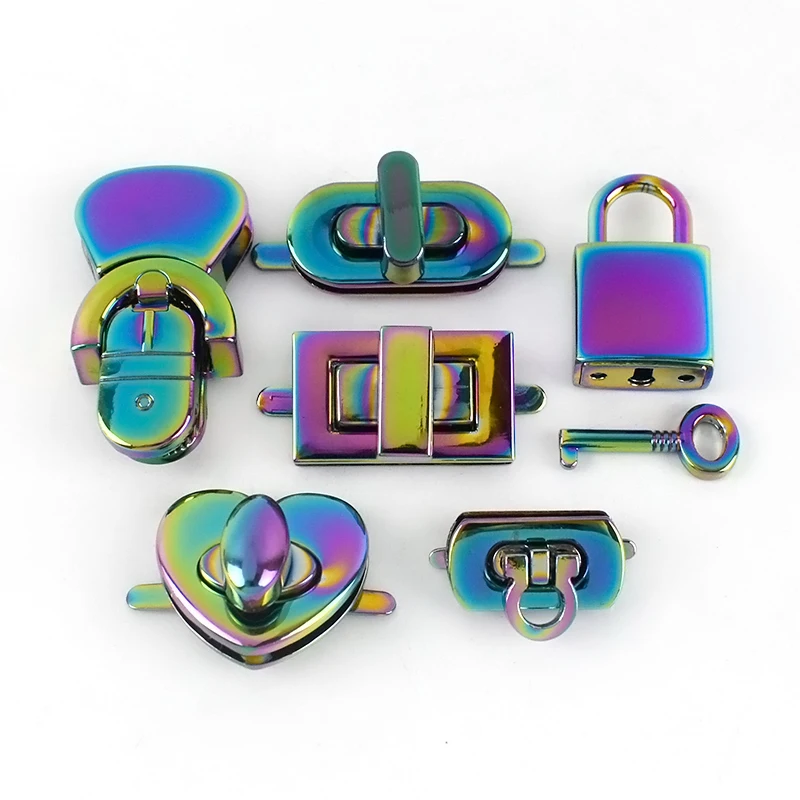 

Meetee Colorful Die-casting Wallet Closure Buckle Handbag Hardware Accessories Alloy Rotating Bag Twist Lock, Rainbow