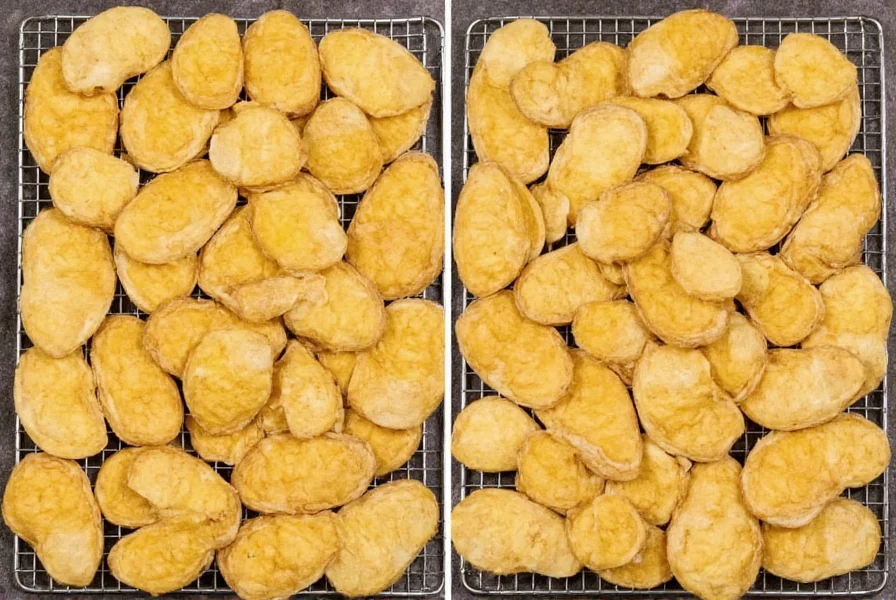 Ginger slices drying on a wire rack after simmering in sugar syrup for crystallized ginger
