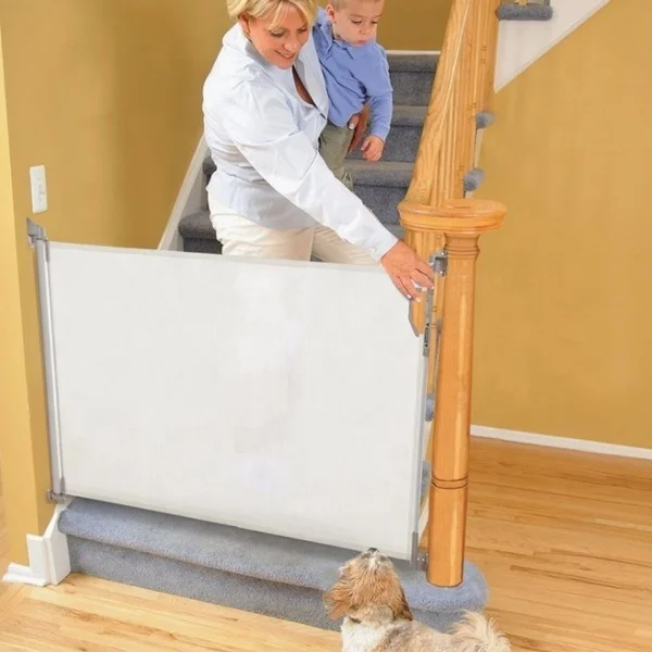 

Door Gate Protective Durable-used Retractable Baby Safety Gate, White