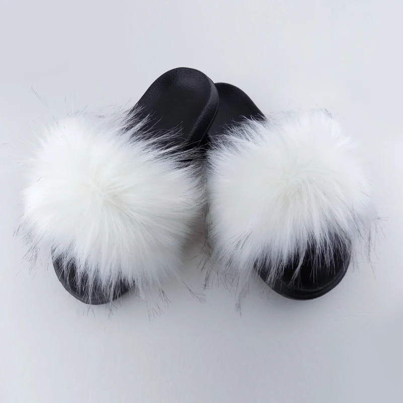 

UK Wholesale Faux Fur Slide Women Colorful Fur Indoor Slippers For Women