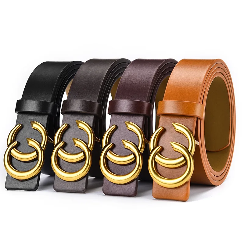 

REWIN Luxury Classic Black Brown Coffee CC Leather Belt Straps for Men Women