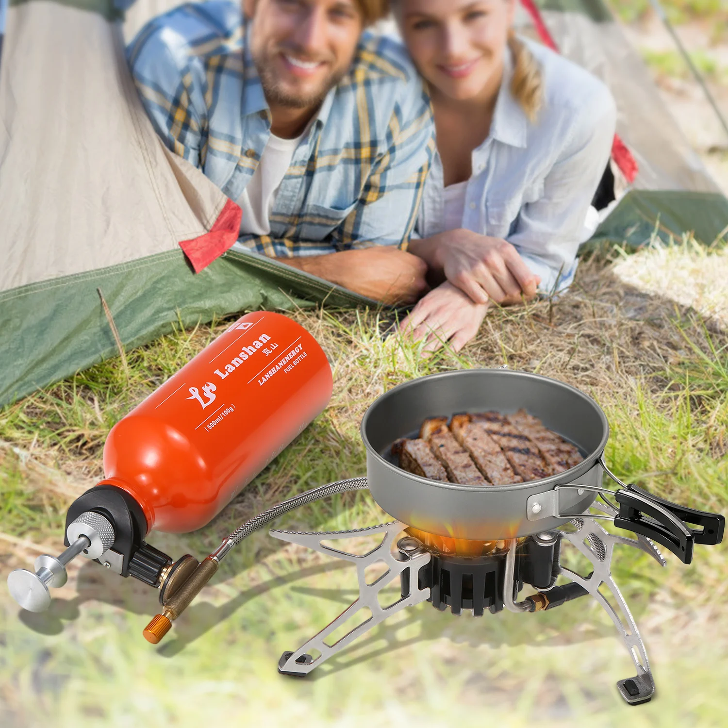 

Outdoor Gas Stove Camping Gas burner Folding Electronic Stove hiking Portable Foldable Split Stoves 500ml Gasoline Fuel