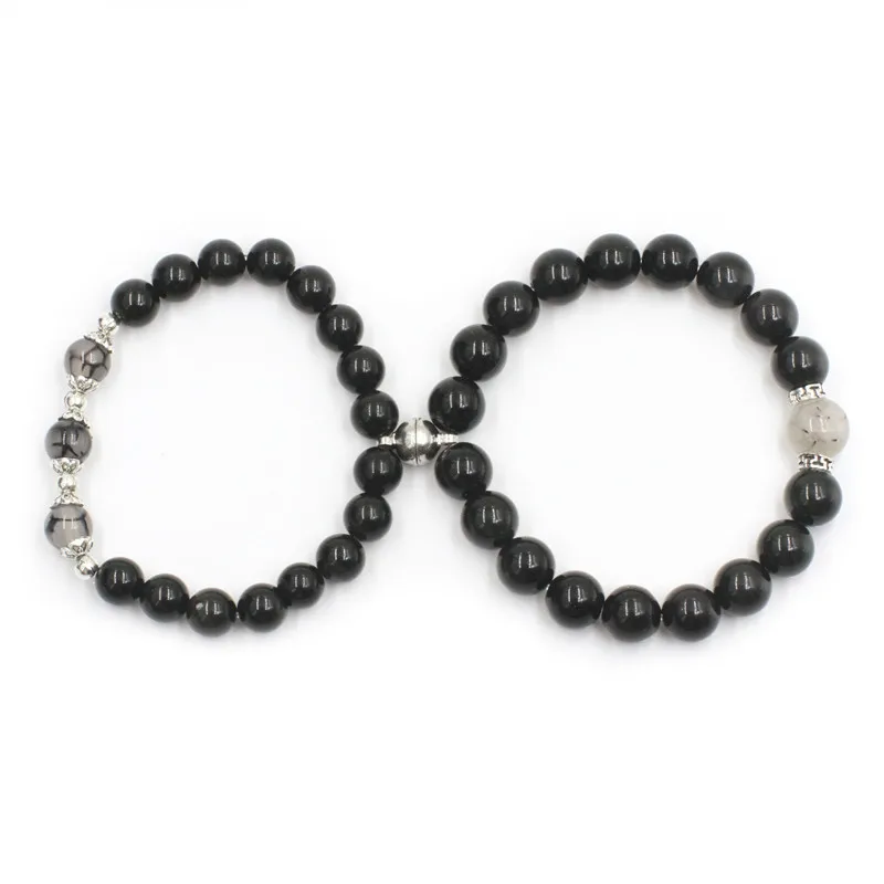 

Hematite Black hair crystal Magnetic Couple Reiki Gem Stone Energy Stone Bracelet Distance Customize Bracelet, As the pictures