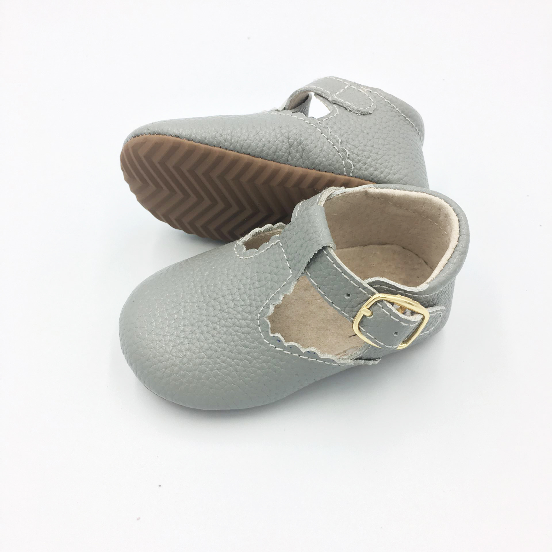 

Customized Logo Summer T-Bar Baby Grey Shoes, Multi colors