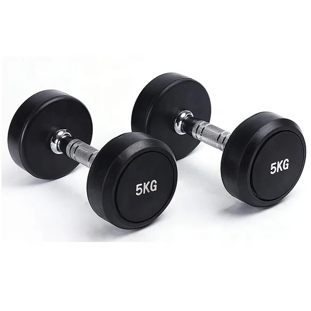 

Free Weight Black Fixed Rubber Dumbbell Set Weight Lifting Gym Dumbbell