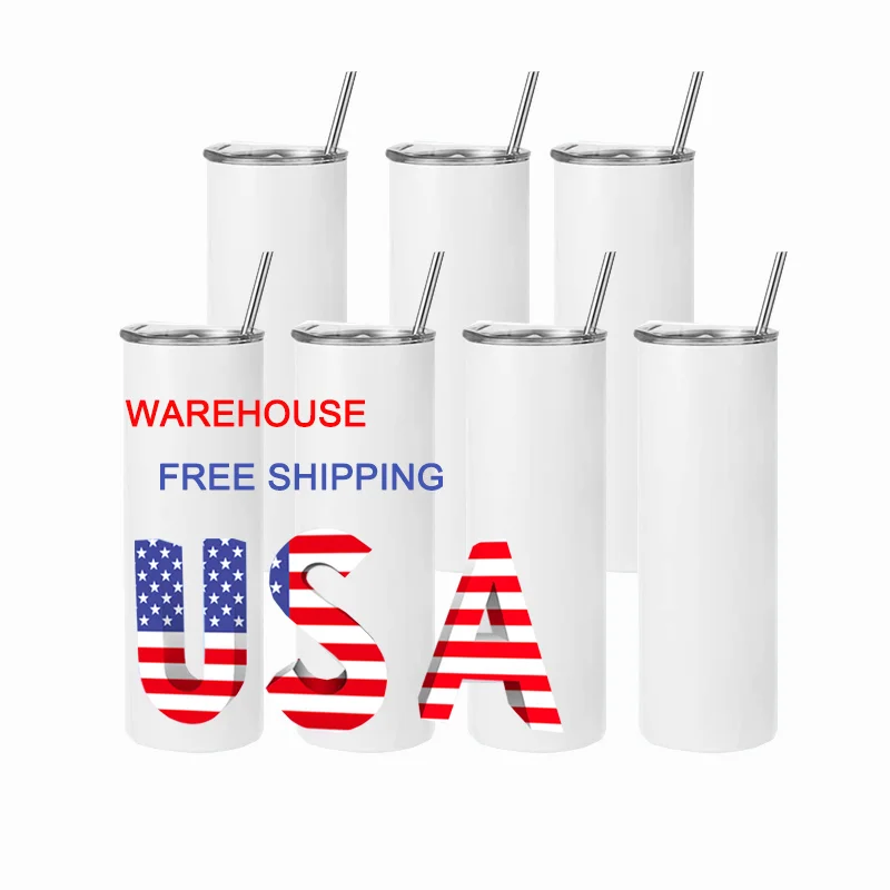 

USA Warehouse Mazoho 20 Oz Skinny Tumblers Free Shipping Stainless Steel Sublimation Tumbler with Straw and Lid