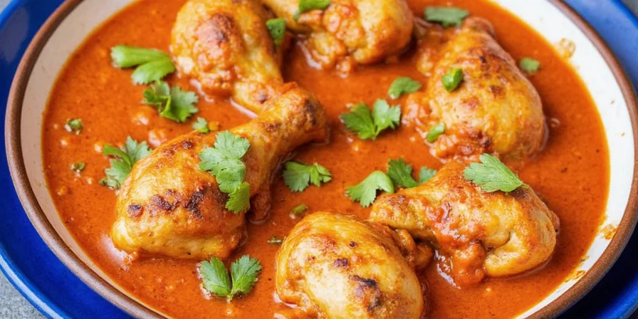 Tandoori chicken masala ingredients on wooden table