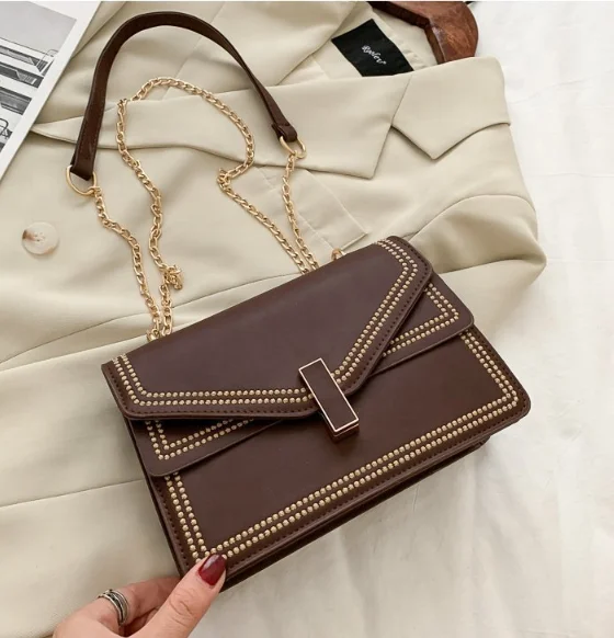 

New Fashion Luxury Small Square Bag Metal Chain Shoulder Strap Messenger Bag, Customized color
