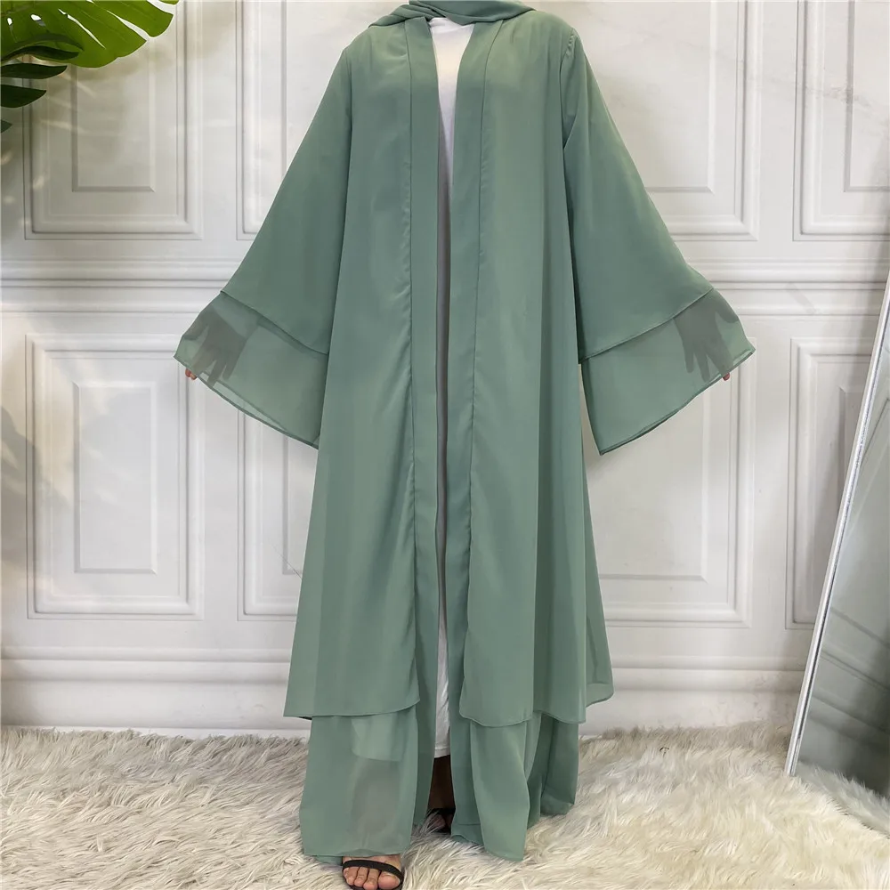 

Eid Dubai Islamic Elegant Modest Abaya Women Muslim Dress Inner Dress Abaya Set Open Abaya
