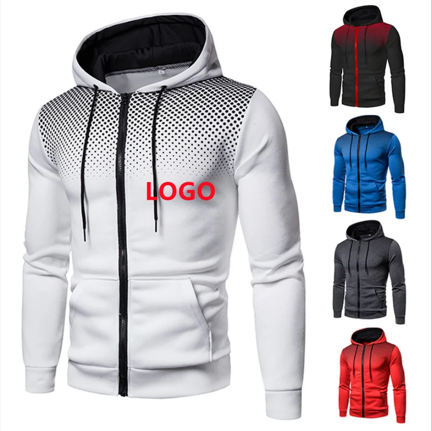 

2021 custom winter long sleeve hoodie sport wear workout zip up hoodies men jacket