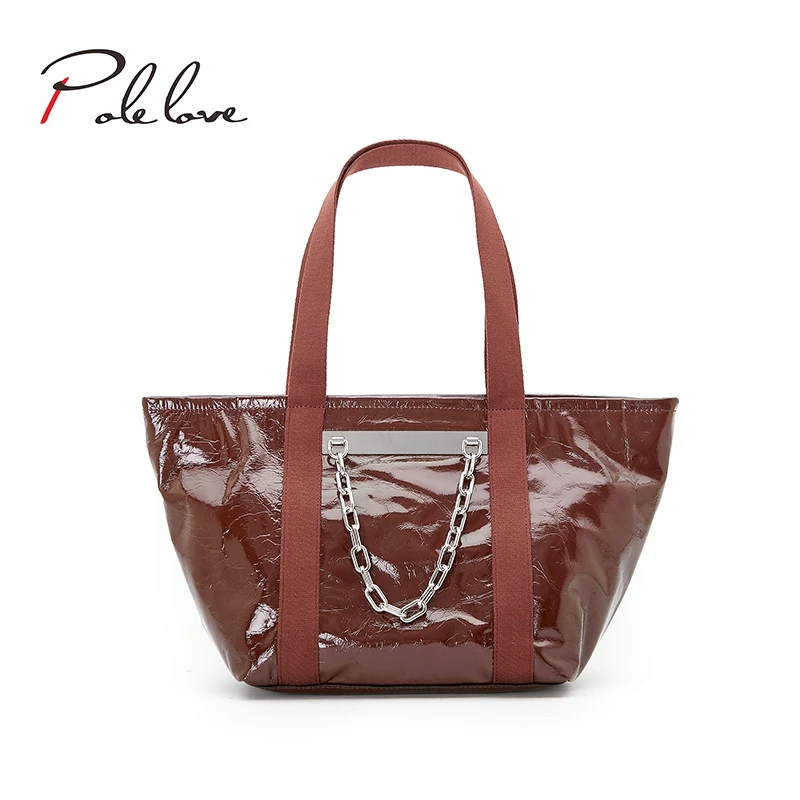 

POLE LOVE OEM 2021 customized white steel pleated bag natural high-quality first layer cowhide large-capacity shoulder bags for