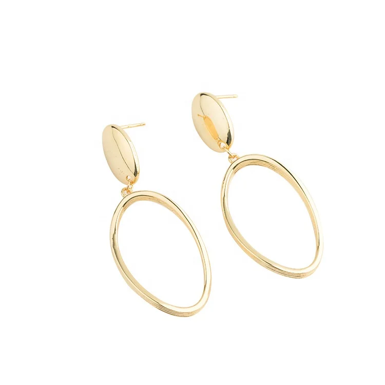 

Abiding 14K Yellow Gold Color Earring Geometric 925 Sterling Silver Jewelry Minimalist Hoop Earring Women For Bridal